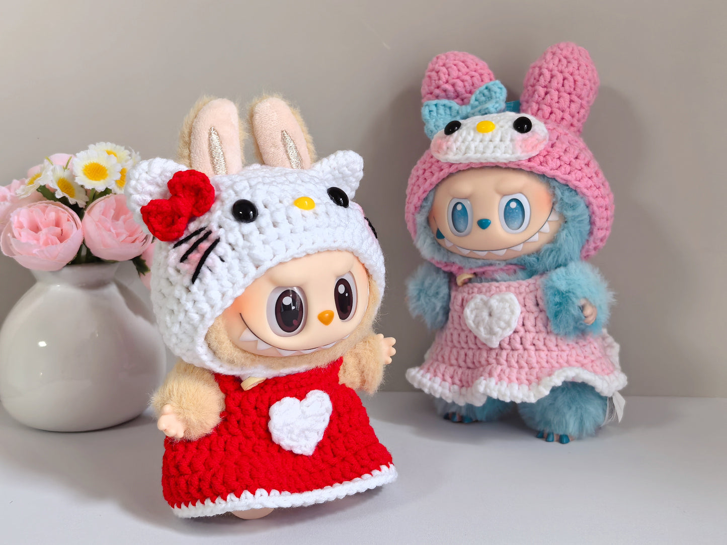 Hello Kitty and Melody Labubu Outfit|handmade crochet Outfit |Perfect Gift | Kids and Teenager Gift| Emotional Support