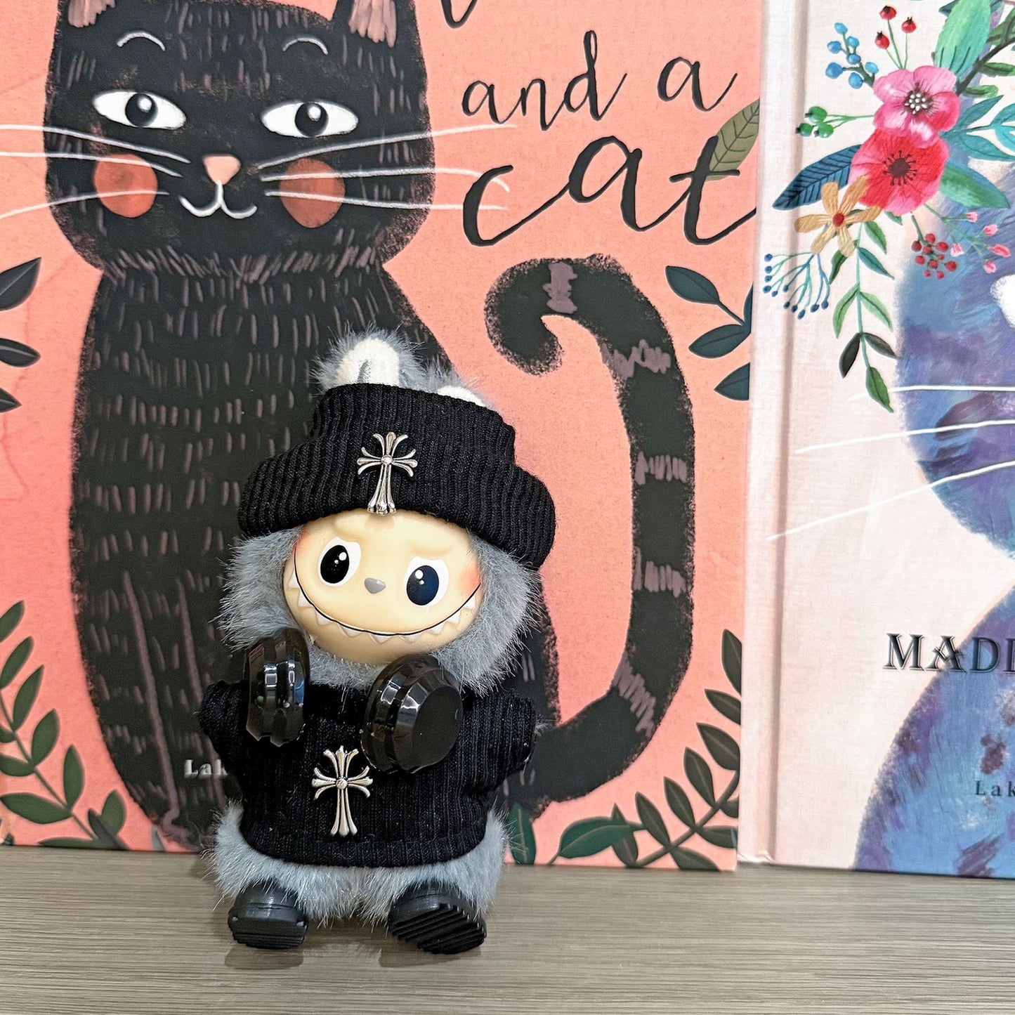 Mini Labubu Chrome Hearts Outfit|Beanie,Sweater,headphone,sneakers|Perfect Gift | Emotional Support Plush Accessory