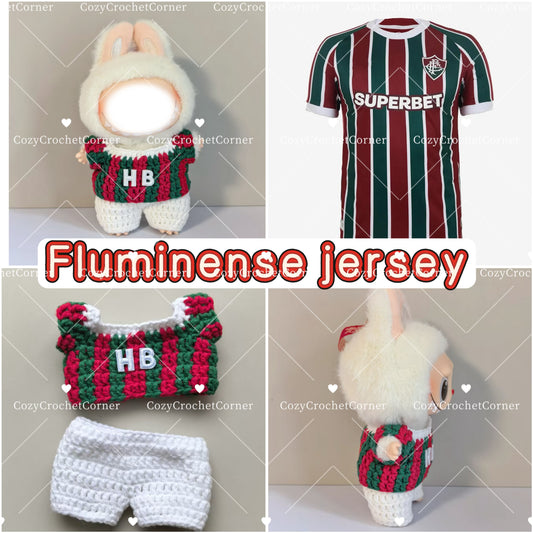Fluminense Labubu Jersey | Handmade Crochet| Labubu Football Jersey | Perfect Gift | Emotional Support Plush Accessory