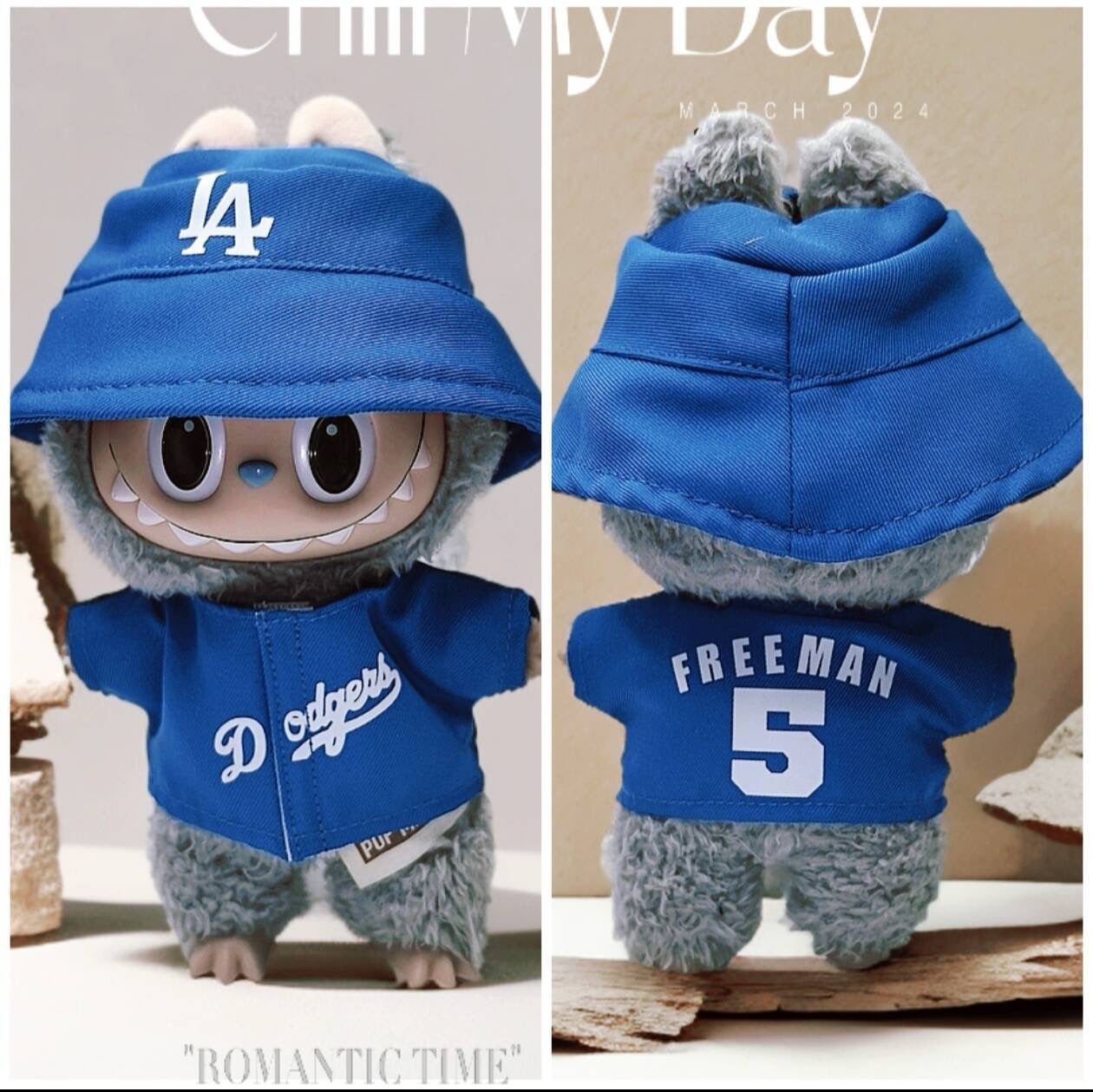 Labubu Dodgers Jersey and Hat Set| Ohtani #17, Freeman#5 LA Baseball Outfit |Perfect Gift| Kids and Teenager Gift