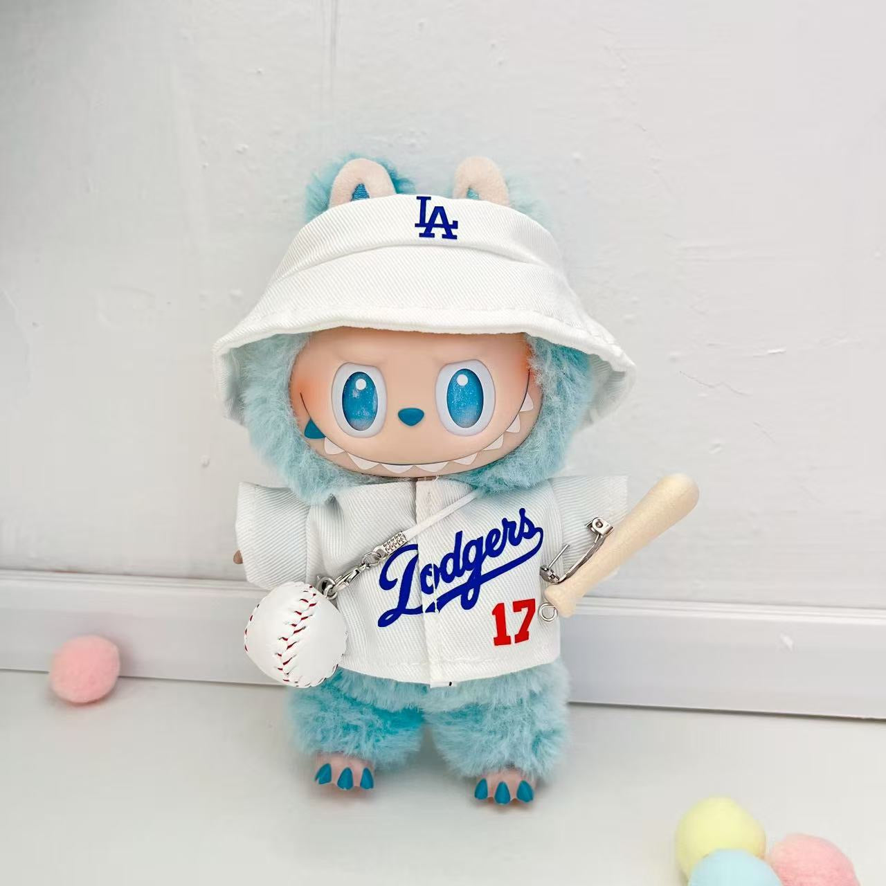 Labubu Bucket Hat + Dodgers Jersey Set| LA Baseball Outfit | #17 Ohtani Jersey|Pink, Blue White| Perfect Gift| Kids and Teenager Gift
