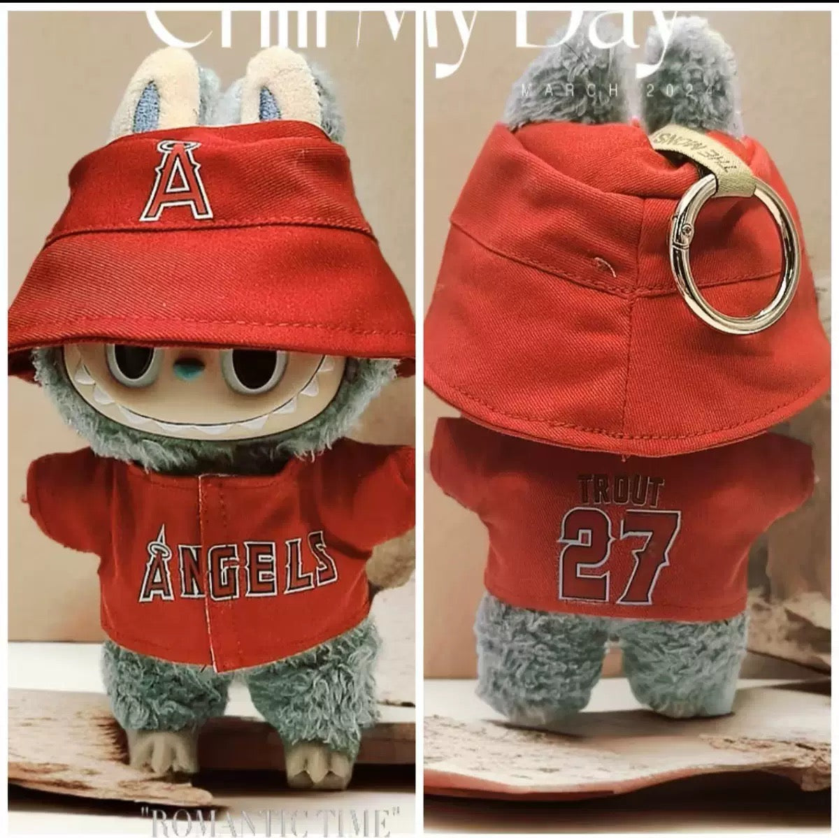 Labubu Los Angelos Angels Jersey and Hat Set| LAA Baseball Outfit |Perfect Gift| Kids and Teenager Gift
