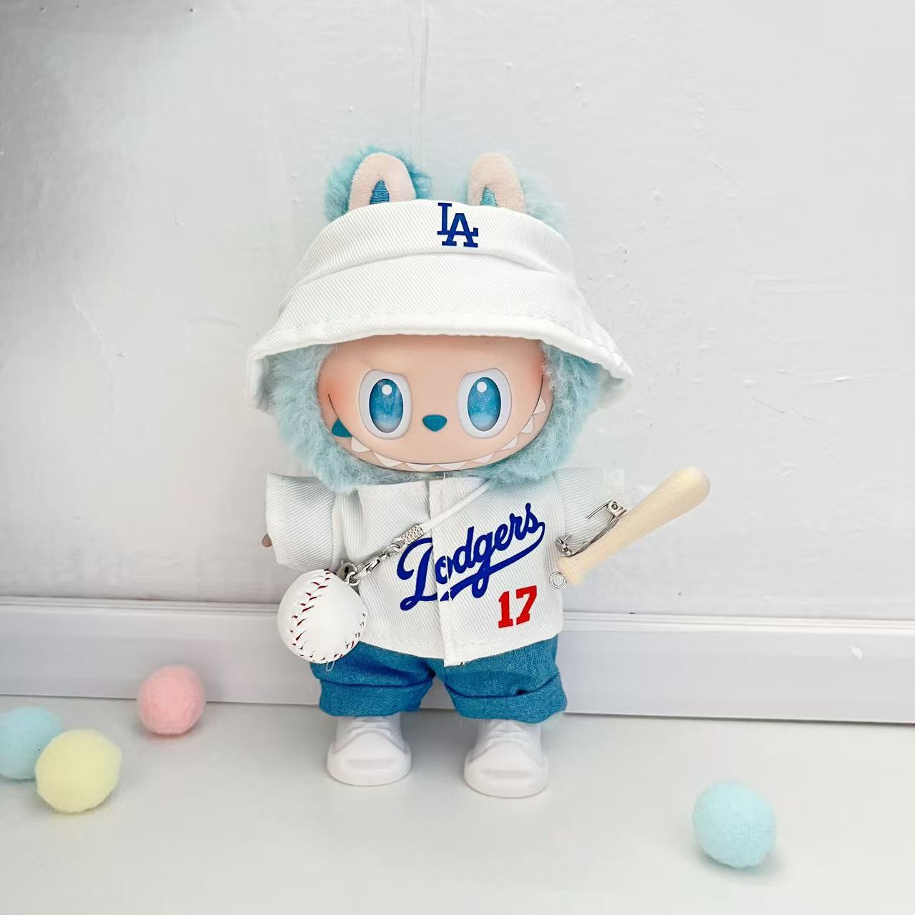 Labubu Bucket Hat + Dodgers Jersey Set| LA Baseball Outfit | #17 Ohtani Jersey|Pink, Blue White| Perfect Gift| Kids and Teenager Gift