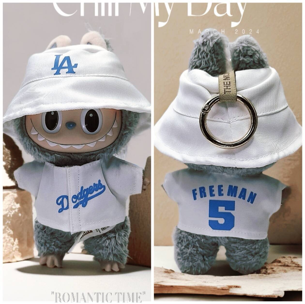 Labubu Dodgers Jersey and Hat Set| Ohtani #17, Freeman#5 LA Baseball Outfit |Perfect Gift| Kids and Teenager Gift
