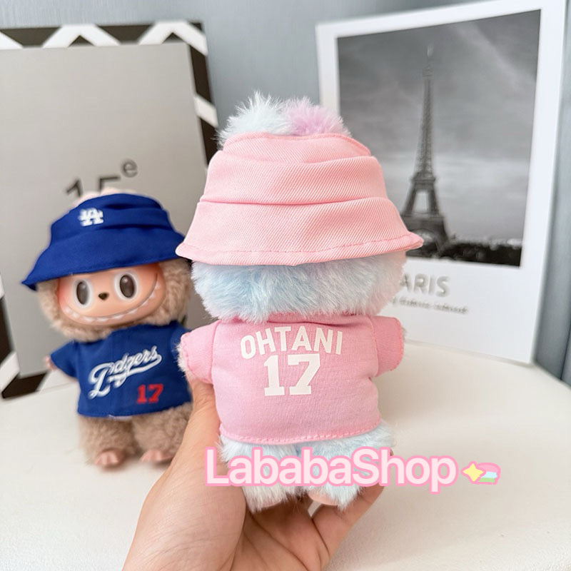 Labubu Bucket Hat + Dodgers Jersey Set| LA Baseball Outfit | #17 Ohtani Jersey|Pink, Blue White| Perfect Gift| Kids and Teenager Gift