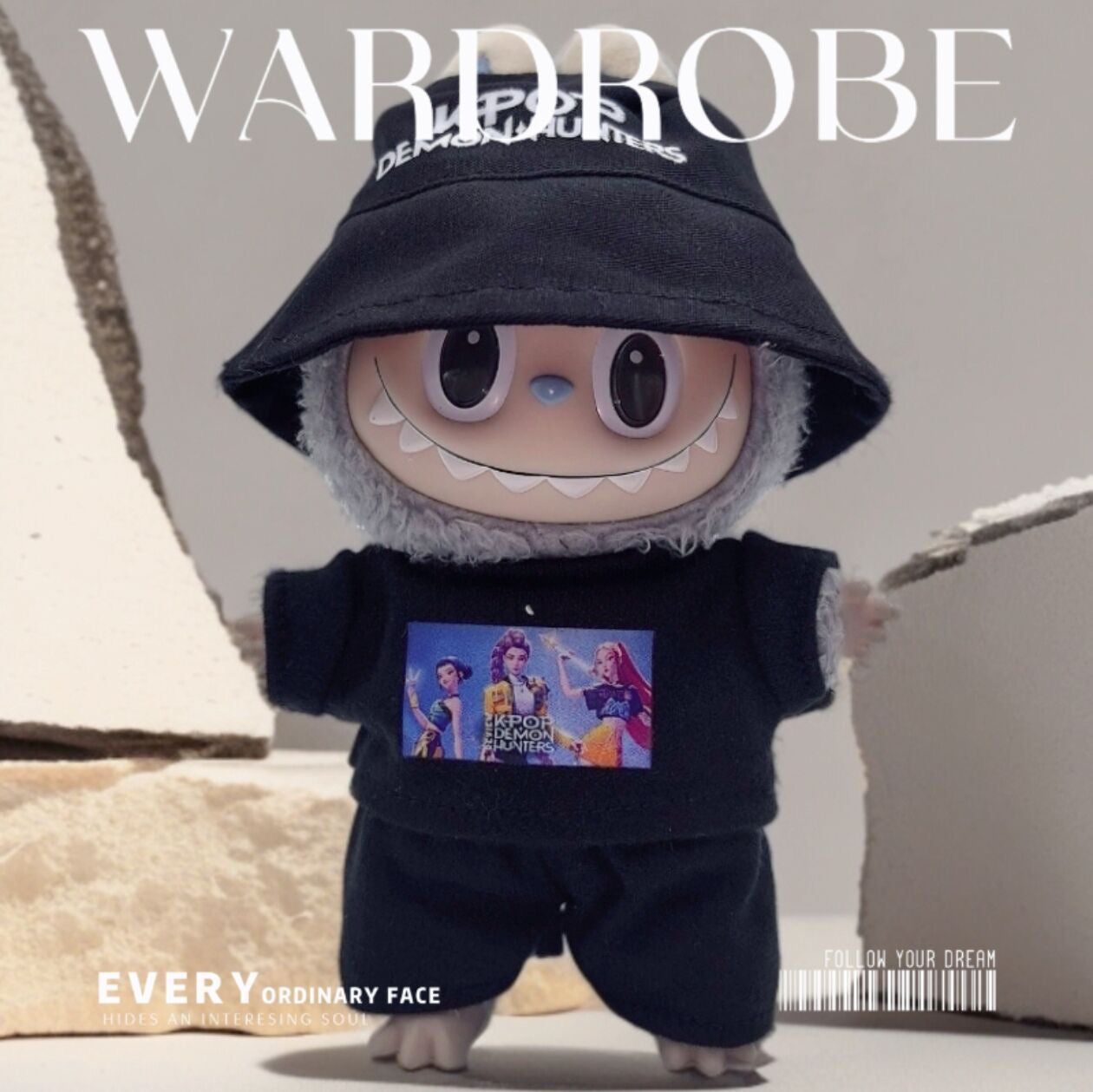 Labubu K Pop Demon Hunter Clothes and Hat Set|Tshirt, Pants, Sneakers, Bucket Hat, Bag| Labubu Outfit |Perfect Gift| Kids and Teenager Gift