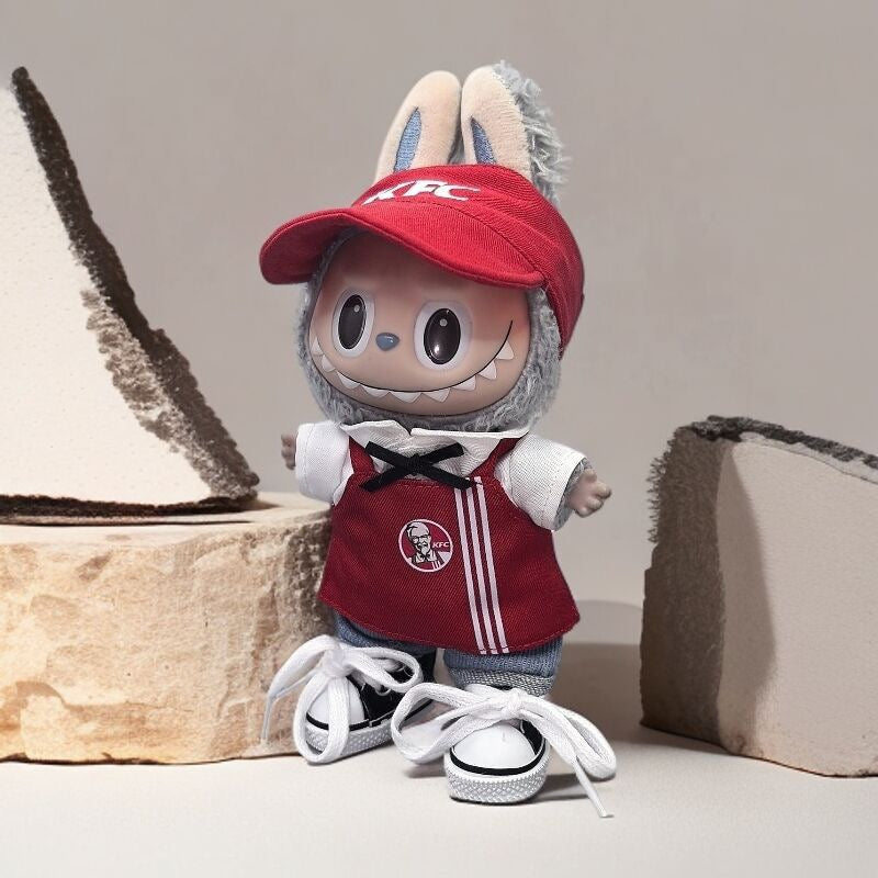 Labubu KFC Staff Outfit | Perfect Gift | Apron & Hat, Shirt, Sneakers, Glasses, Pants